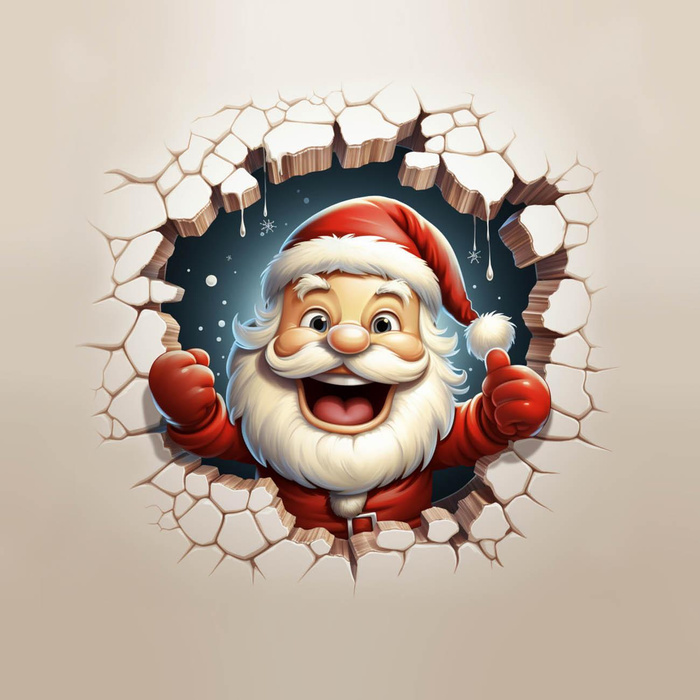 HAPPY SANTA - panel (60cm x 50cm) Cotton woven fabric