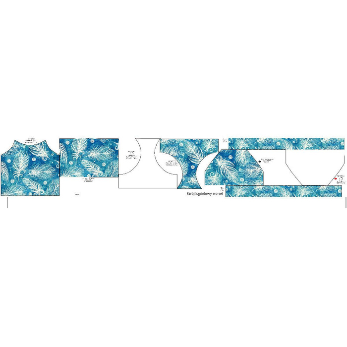 Mädchen Badeanzug - WEIß FEDERN / blau 86-92