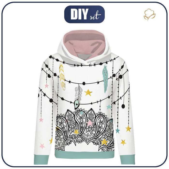 BLUZA DAMSKA (POLA) CLASSIC Z KAPTUREM - PIÓRKA -  dzianina pętelkowa  XL