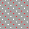 DIAGONAL RED STARS / grey - Cotton woven fabric