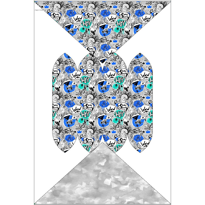 KINDER MÜTZE UND SCHAL (CLASSIC) - GRAFFITI / blau (SCHULZEICHNUNGEN) 48-50