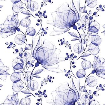 FLOWERS pat. 4 (Very Peri) - Viscose jersey