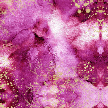 FLOWERS / golden contour Pat. 2 / WATERCOLOR MARBLE - Thermo lycra