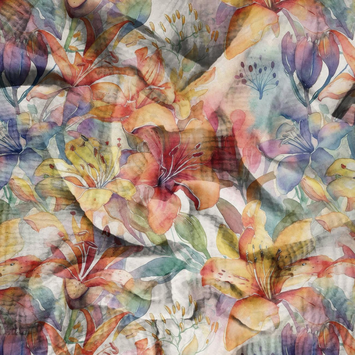 FLOWERS WZ.37 - Muślin bawełniany