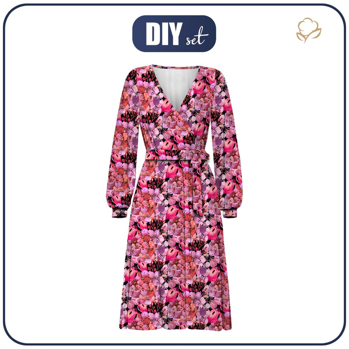Zavinovací šaty (BIANCA) - KVĚTINOVÝ MIX (NA LOUCE) - Sada šití XXL