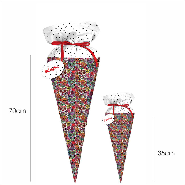 First Grade Candy Cone - SKULLS pat. 4 / colorful (DIA DE LOS MUERTOS) - big