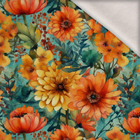 FLOWERS PAPAYA ORANGE WZ. 13 - Wintersweat angeraut mit Elastan ITY