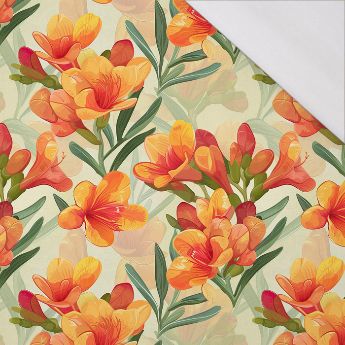 FLOWERS PAPAYA ORANGE WZ. 8 - single jersey