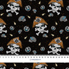 PIRATE SKULLS / BLACK (SCARY HALLOWEEN) - teplákovina počesaná s elastanem ITY