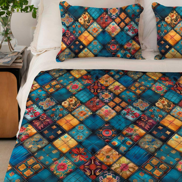 Batik Quilt wz.10 - Wintersweat angeraut mit Elastan ITY