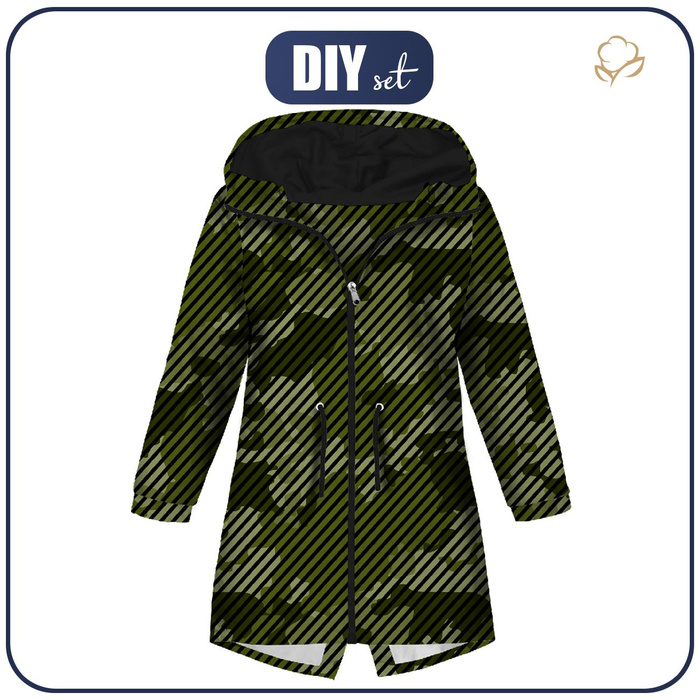 KIDS PARKA (ARIEL) - CAMOUFLAGE / STRIPES - sewing set (134/140)
