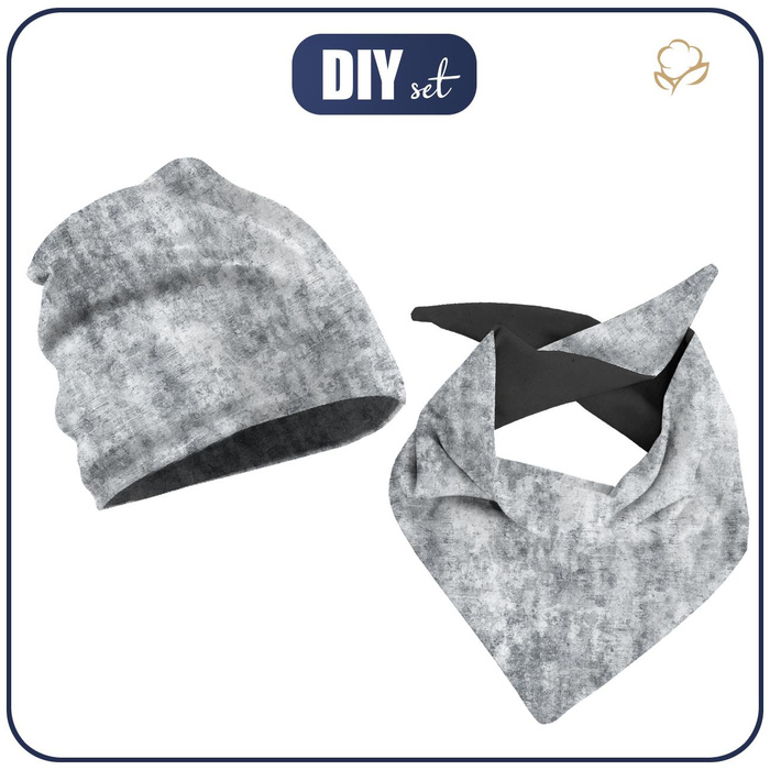 KID'S CAP AND SCARF (CLASSIC) - GRUNGE (light grey) 48-50