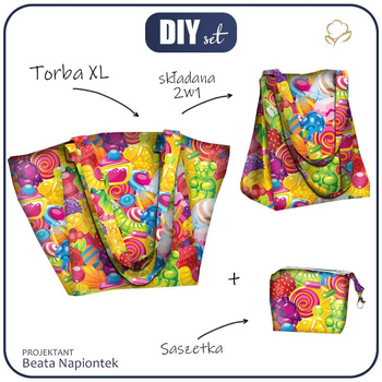 Torba XL z saszetką 2 w 1 - ŻELKI - zestaw do uszycia