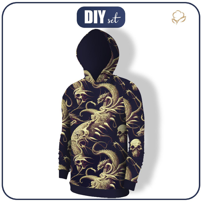 HERREN HOODIE (COLORADO) - DRAGON SKULLS - Nähset M