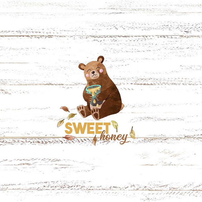SWEET HONEY (MEDVĚDI A MOTÝLI) - panel 50cm x 60cm - teplákovina