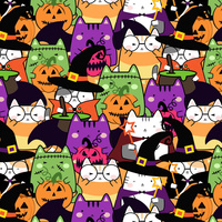 HALLOWEEN CATS PAT. 2 - Hydrophobic brushed knit