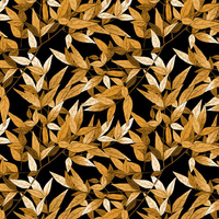 LEAVES pat. 1 (gold) / black - Waterproof woven fabric