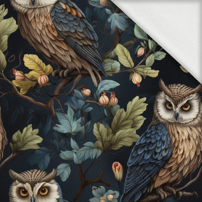 PASTEL BIRDS PAT. 5 (OLW) - looped knit fabric with elastane ITY