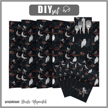 NAPKINS AND RUNNER - WINTER BIRDS pat. 2 (WINTER IN PARK) - sewing set