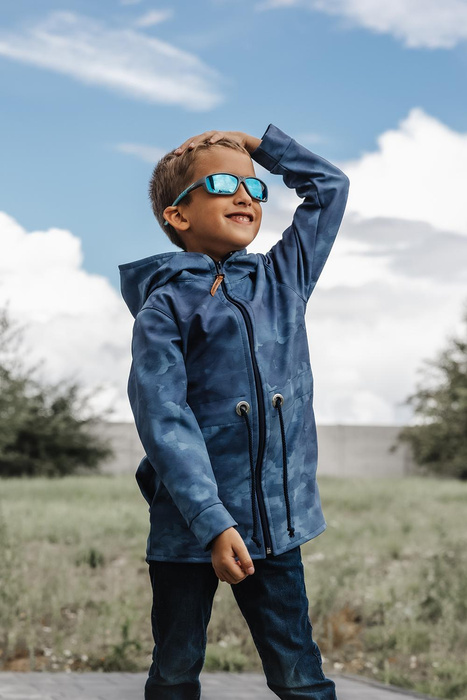 KINDERPARKA (ARIEL) - CAMOUFLAGE m. 2 / dunkelblau - Softshell (122/128)