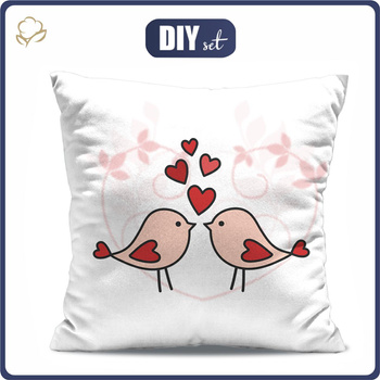 POLŠTÁŘ 45x45 - ZAMILOVANÍ PTÁCI (HAPPY VALENTINE’S DAY) - Sada šití