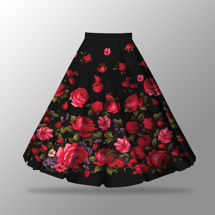 Panel na spódnicę z półkoła "MAXI" - RED ROSES