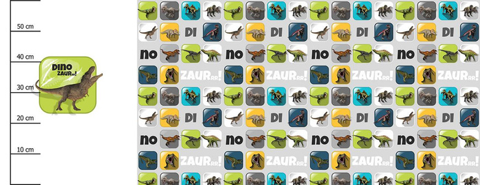 KAFELKI DINO WZ. 3 / zielony - PANEL PANORAMICZNY SINGLE JERSEY (60cm x 155cm) 
