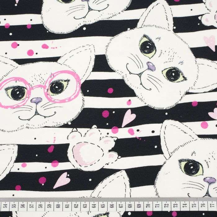 KATZEN MIT BRILLEN / rosa - SP250 French Terry mit Elasthan