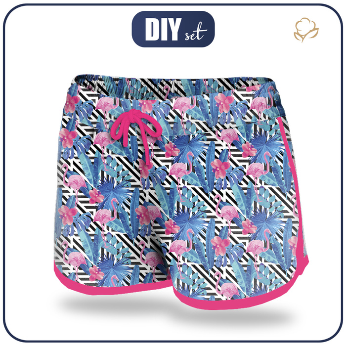 Women’s boardshorts - TROPICAL FLAMINGOS - sewing set