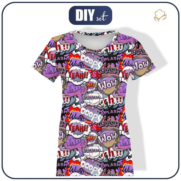 DAMEN T-SHIRT - COMICS (violet - rot) - Single Jersey XXL