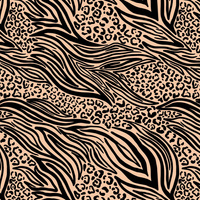 ANIMALS MIX / BEIGE - Cotton woven fabric