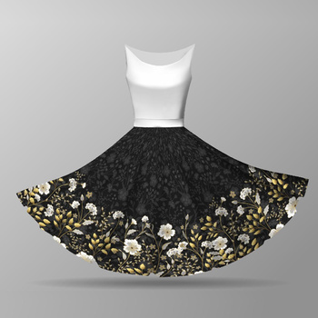 KVĚTY (vzor 8) / černá - panel na spódnicę z koła