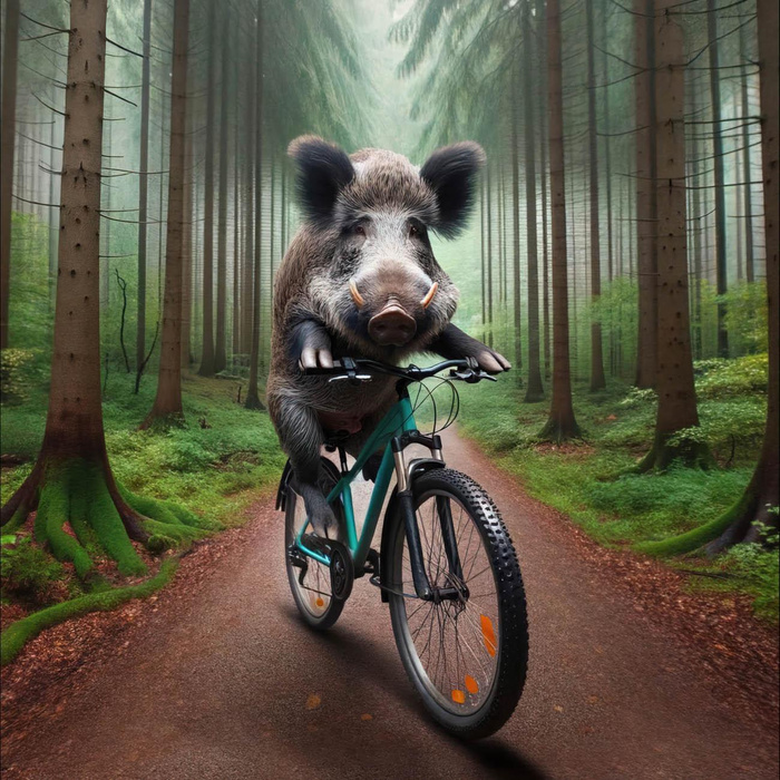 BOAR ON A BIKE PAT. 1  - panel (75cm x 80cm) Hydrophobic brushed knit