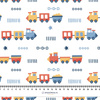 LOCOMOTIVES pat. 2 / white (ADVENTURE BEGINS) - Cotton woven fabric