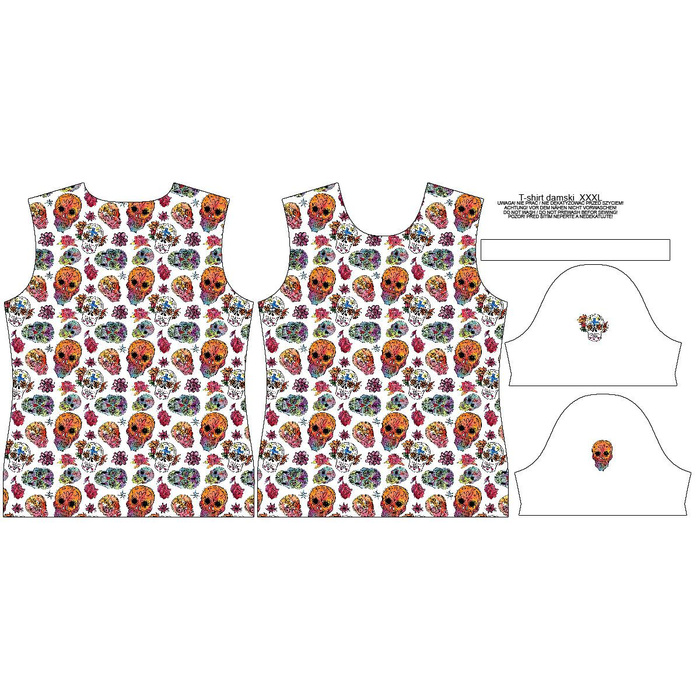 T-SHIRT DAMSKI - CZACHY wz. 3 / biały (DIA DE LOS MUERTOS) - single jersey XXS