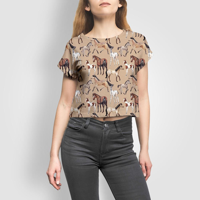 HORSES / beige - lycra 300g