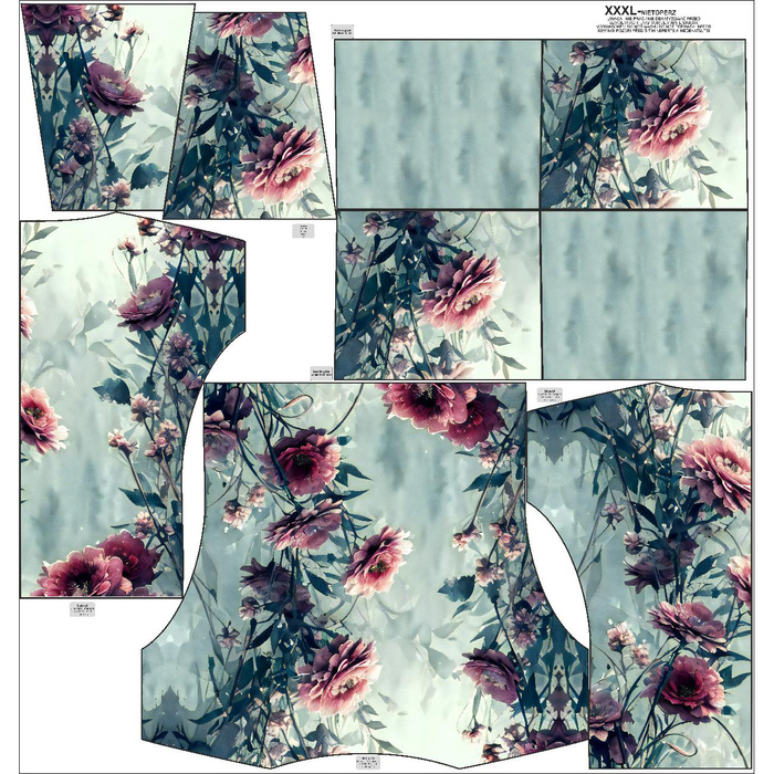 BLUZA DAMSKA (FURIA) NIETOPERZ Z KOMINEM - VINTAGE FLOWERS wz. 2 - zestaw do uszycia - M