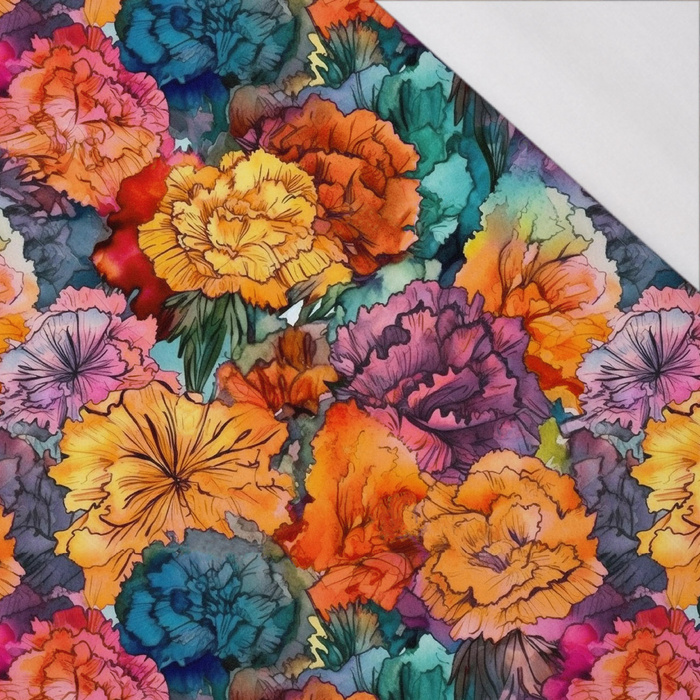 FLOWERS PAPAYA ORANGE WZ. 5 - single jersey