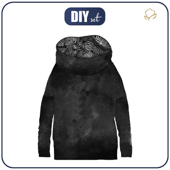 BLUZA DAMSKA (FURIA) NIETOPERZ Z KOMINEM - BLACK SPECKS / LIŚCIE ZEBRY - zestaw do uszycia XXXL