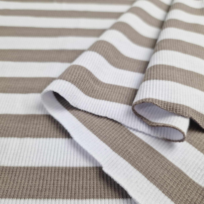 Rib Jersey fabric Unicolour - WHITE AND BEIGE