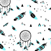 DREAM CATCHERS / aqua - Cotton muslin