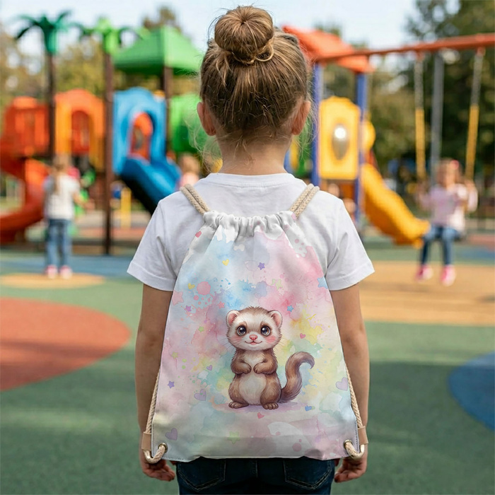CUTE FERRET - panel (60cm x 50cm)  Cotton woven fabric