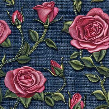 FLOWERS 3D M.10- Single Jersey mit Elastan ITY