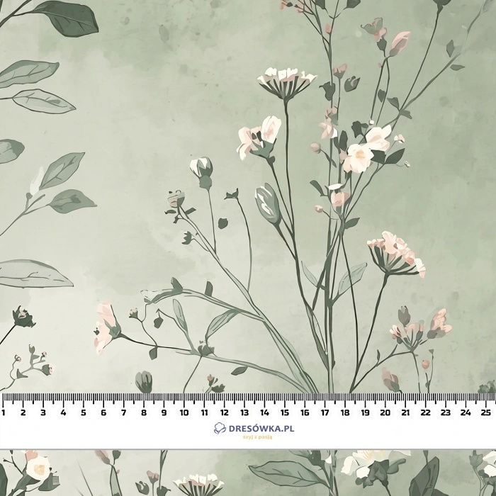 PASTEL FLOWERS WZ. 27 - looped knit fabric with elastane