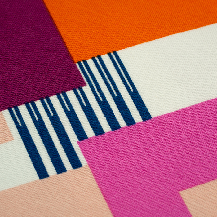 Viscose jersey - Retro Papaya & Pink wz.2