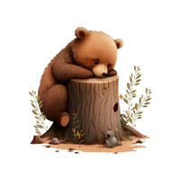SLEEPING BEAR - Paneel (75cm x 80cm) bavlněná tkanina