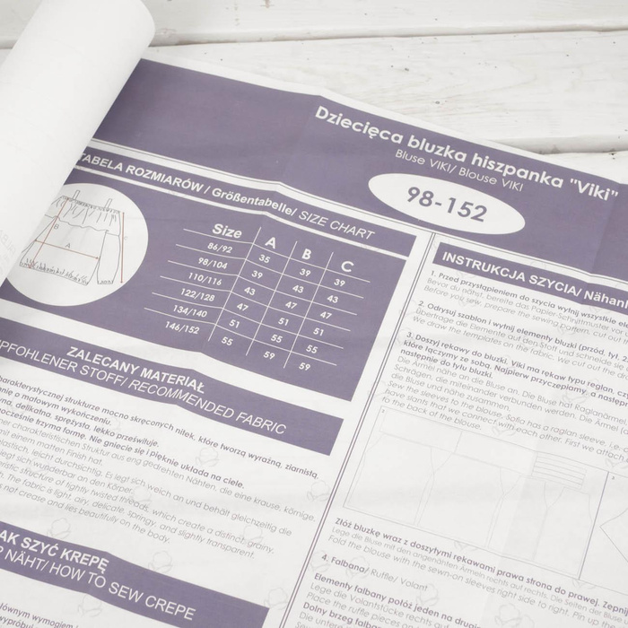 PAPER SEWING PATTERN - Bardot neckline blouse VIKI (98-152)