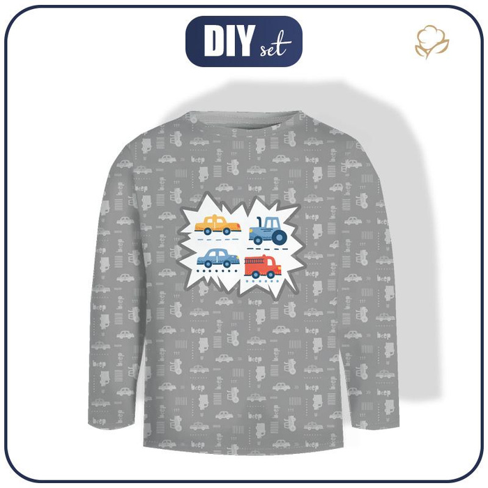 Longsleeve - VEHICLES pat. 2 / white (ADVENTURE BEGINS) - single jersey (110/116)