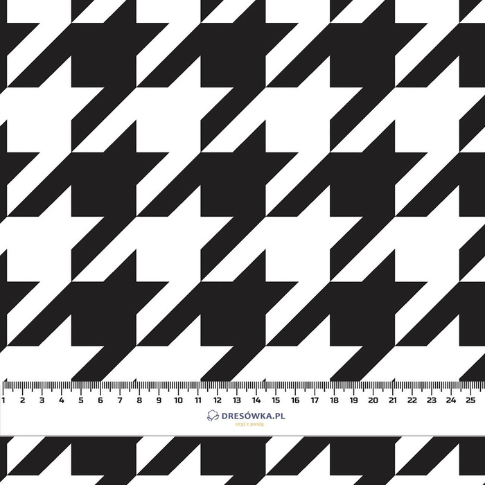 BLACK HOUNDSTOOTH (big) / WHITE - looped knit fabric