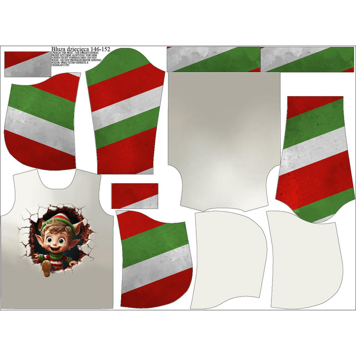 KID'S HOODIE (ALEX) - HAPPY ELF - looped knit fabric (122/128)